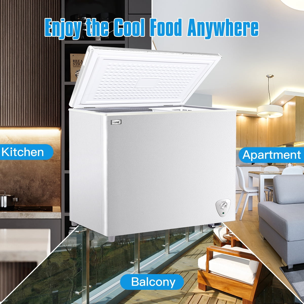WANAI Chest Freezer 3.5 Cu ft,Small Chest Freezer,Upright Single Door Refrigerator,Black
