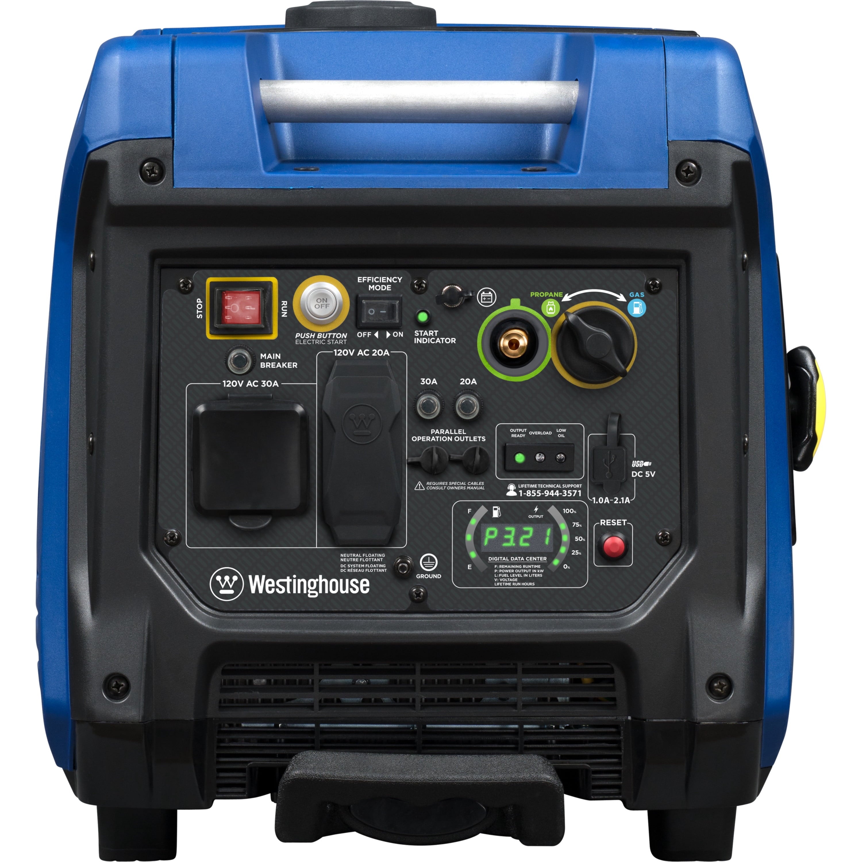 Westinghouse 5000 Peak Watt Electric Start Dual Fuel Portable Inverter Generator with RV Outlet