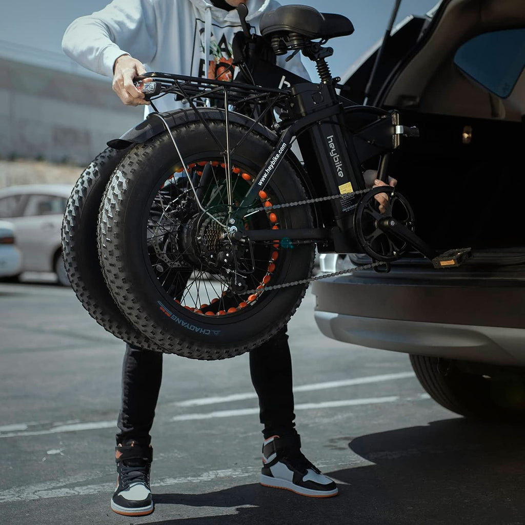 Heybike Mars Electric Bike for Adults, Foldable 20" x 4.0 Fat Tire Electric Bicycle with 500W Motor, 48V 12.5AH Removable Battery, Shimano 7 Speed Commuting Hybrid Ebike