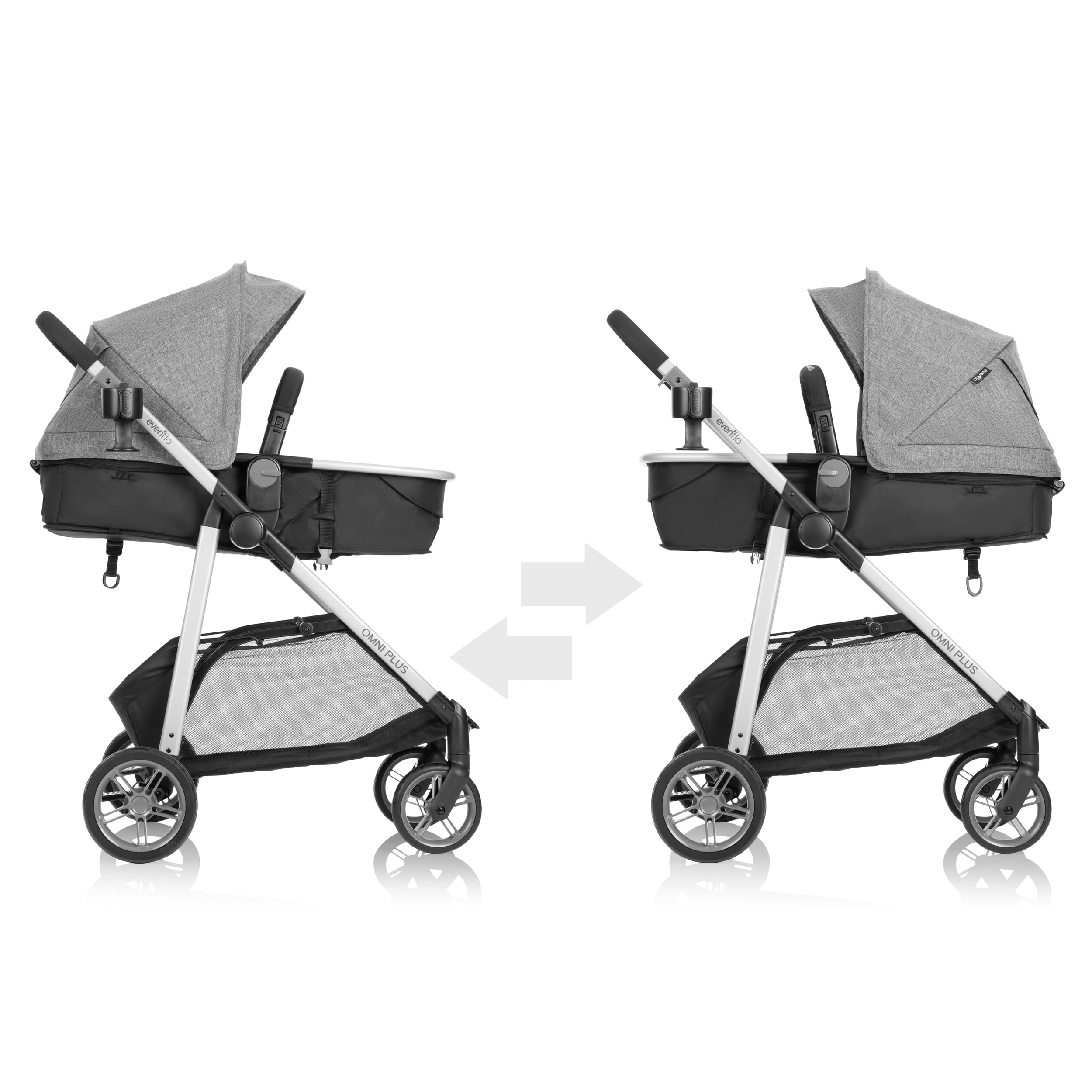 Evenflo Omni Plus Modular Travel System with LiteMax Sport Infant Car Seat, Mylar Gray, Unisex