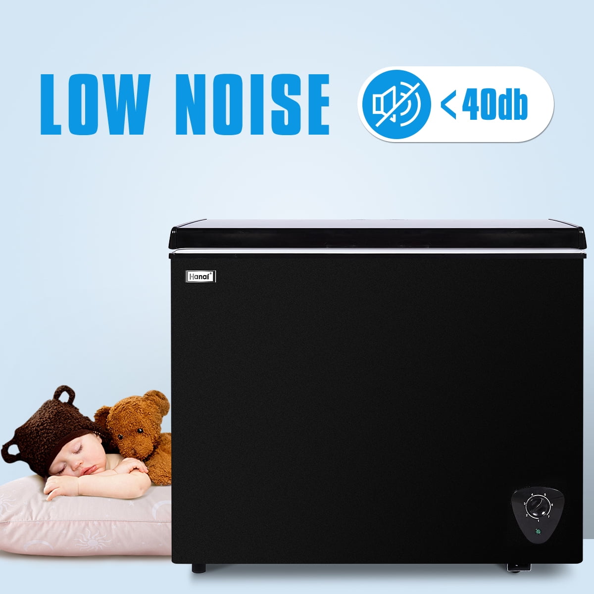 WANAI Chest Freezer 3.5 Cu ft,Small Chest Freezer,Upright Single Door Refrigerator,Black