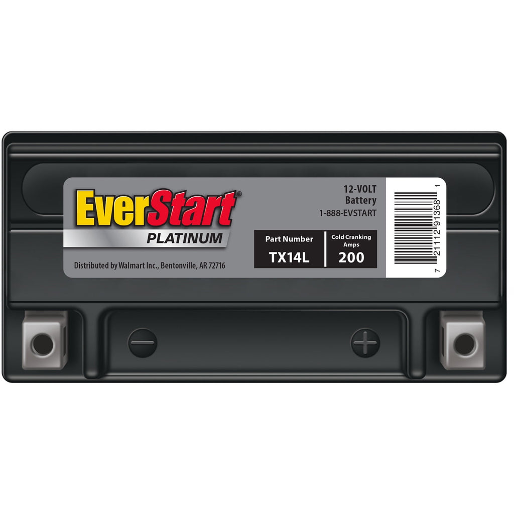 EverStart Premium AGM Power Sport Battery, Group Size TX14L 12 Volt, 200 CCA