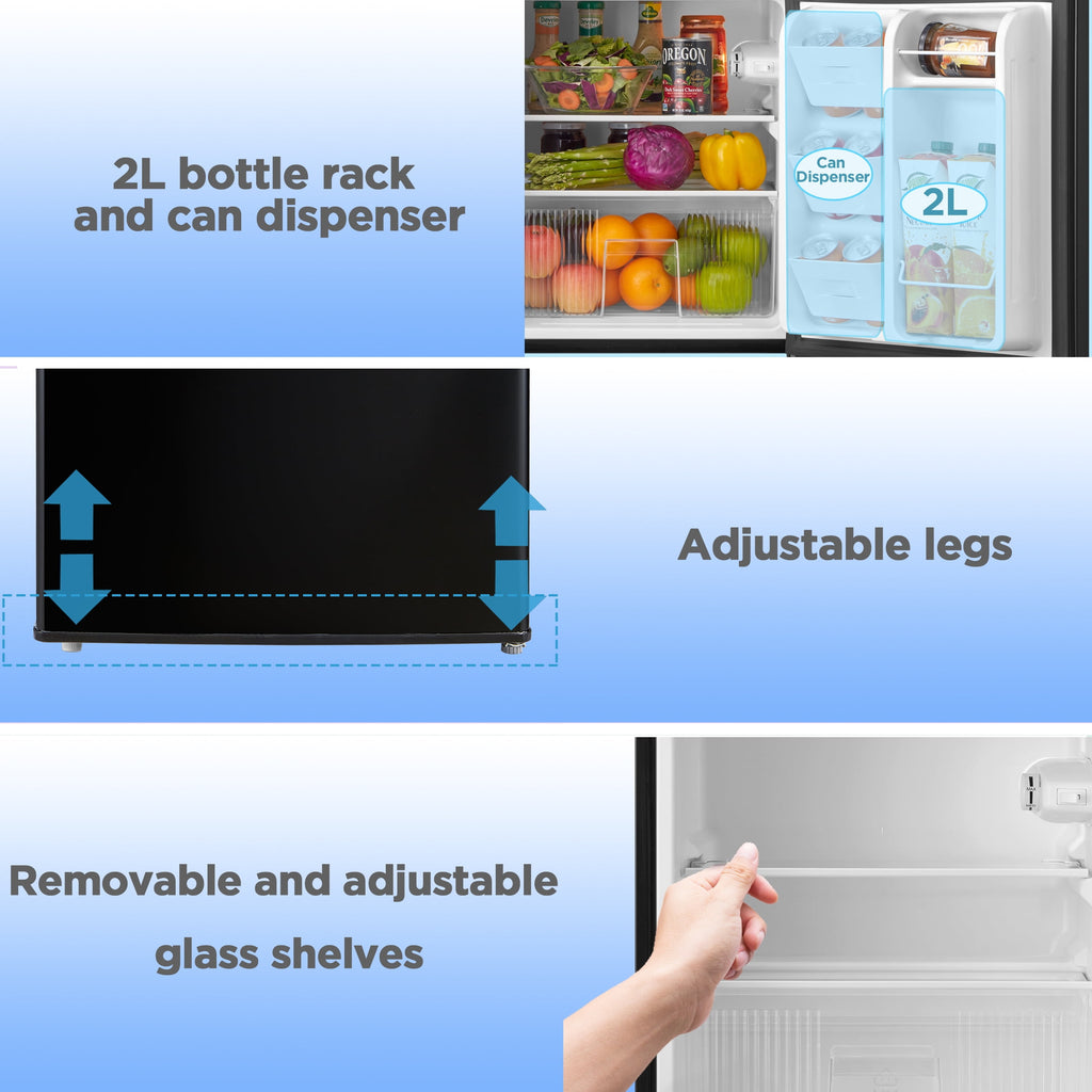 Arctic King 3.2 Cu ft Two Door Mini Fridge with Freezer, Stainless Steel, E-Star, ARM32D5ASL