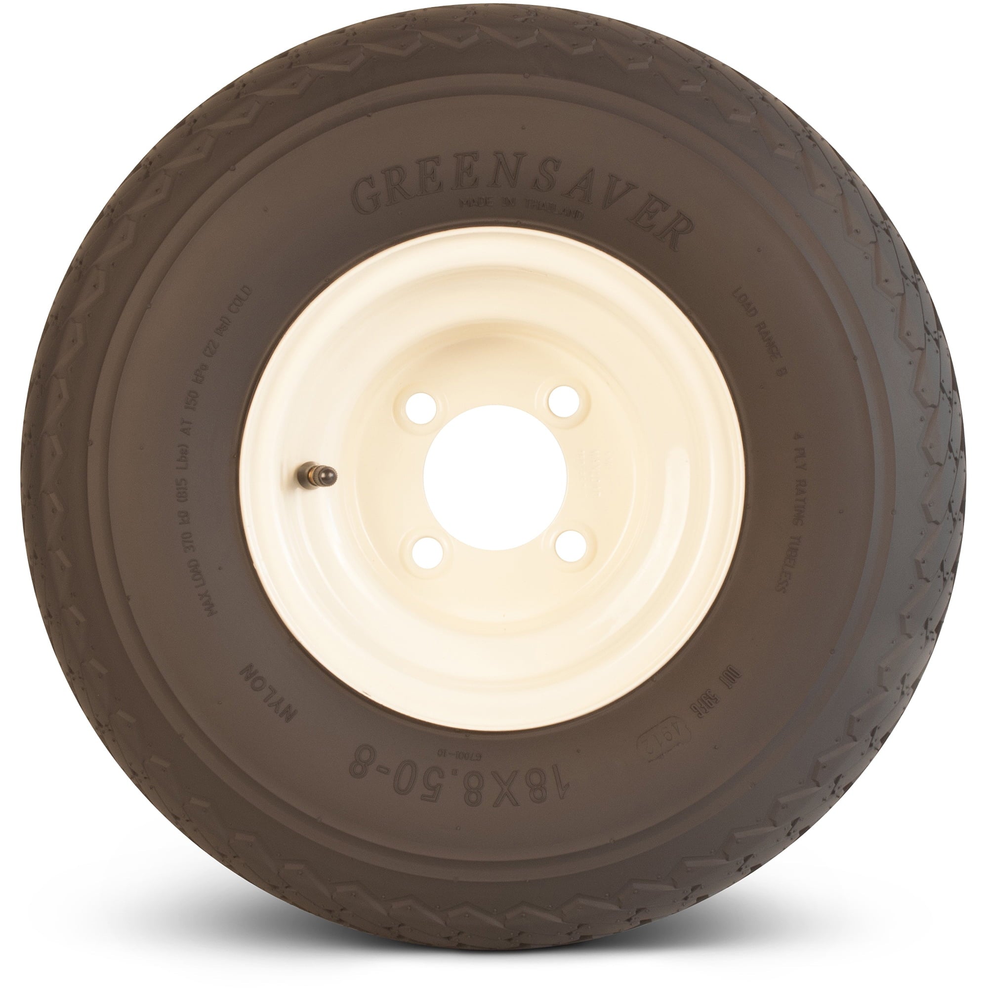Greenball Greensaver 18X8.50-8 4 PR Golf Cart Tire and Wheel 4 lug Almond Color Wheel