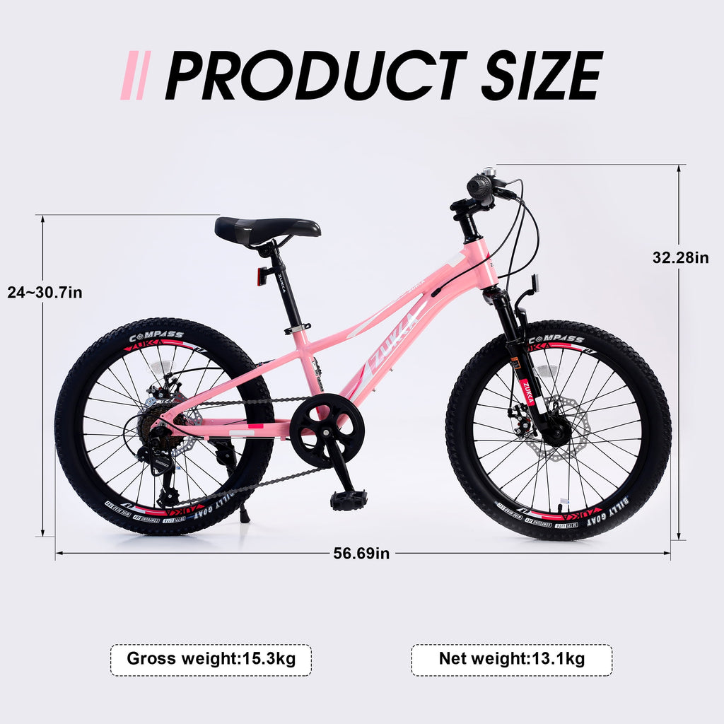 Meghna 20” Mountain Bike 7 Speed Green MTB Bicycle for Kids Boy 5-9 Years