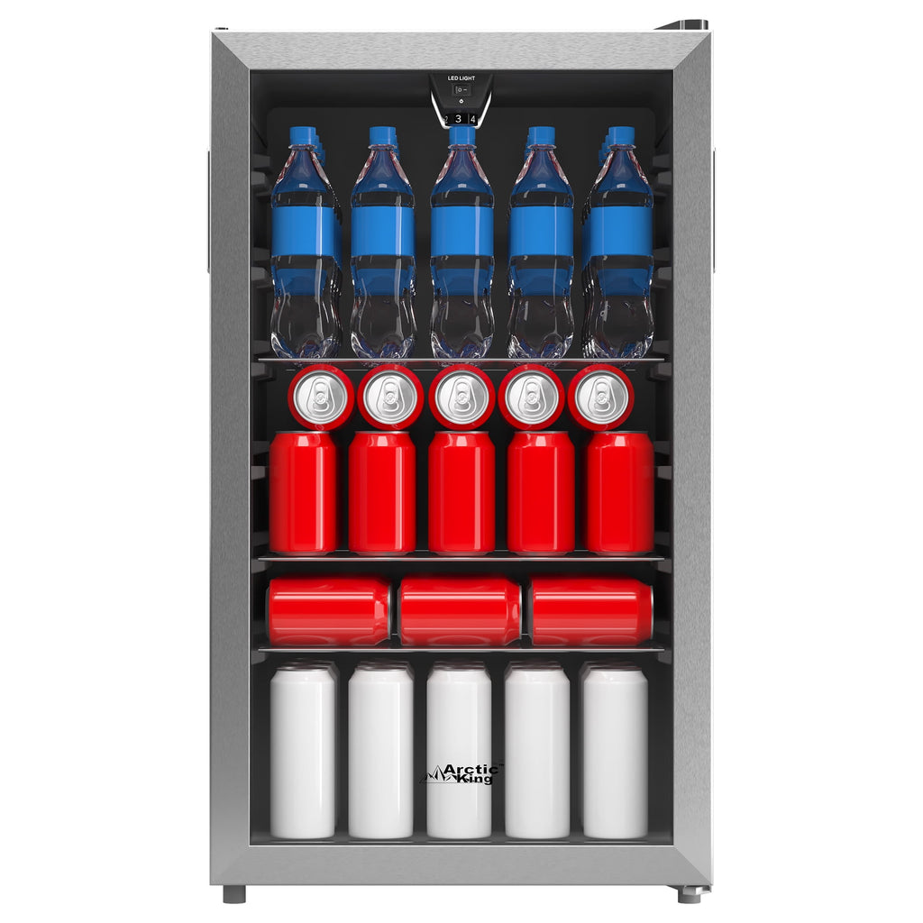 Arctic King 115-Can Beverage Fridge & Cooler, Stainless Steel Look, ARV115B1AST