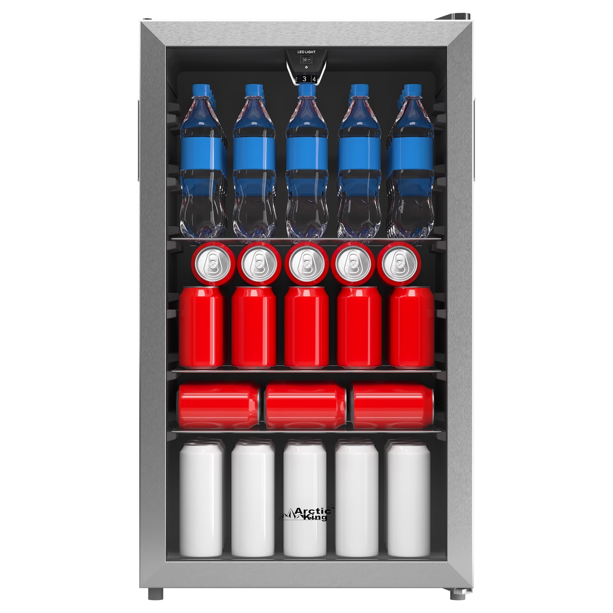 Arctic King 115-Can Beverage Fridge & Cooler, Stainless Steel Look, ARV115B1AST