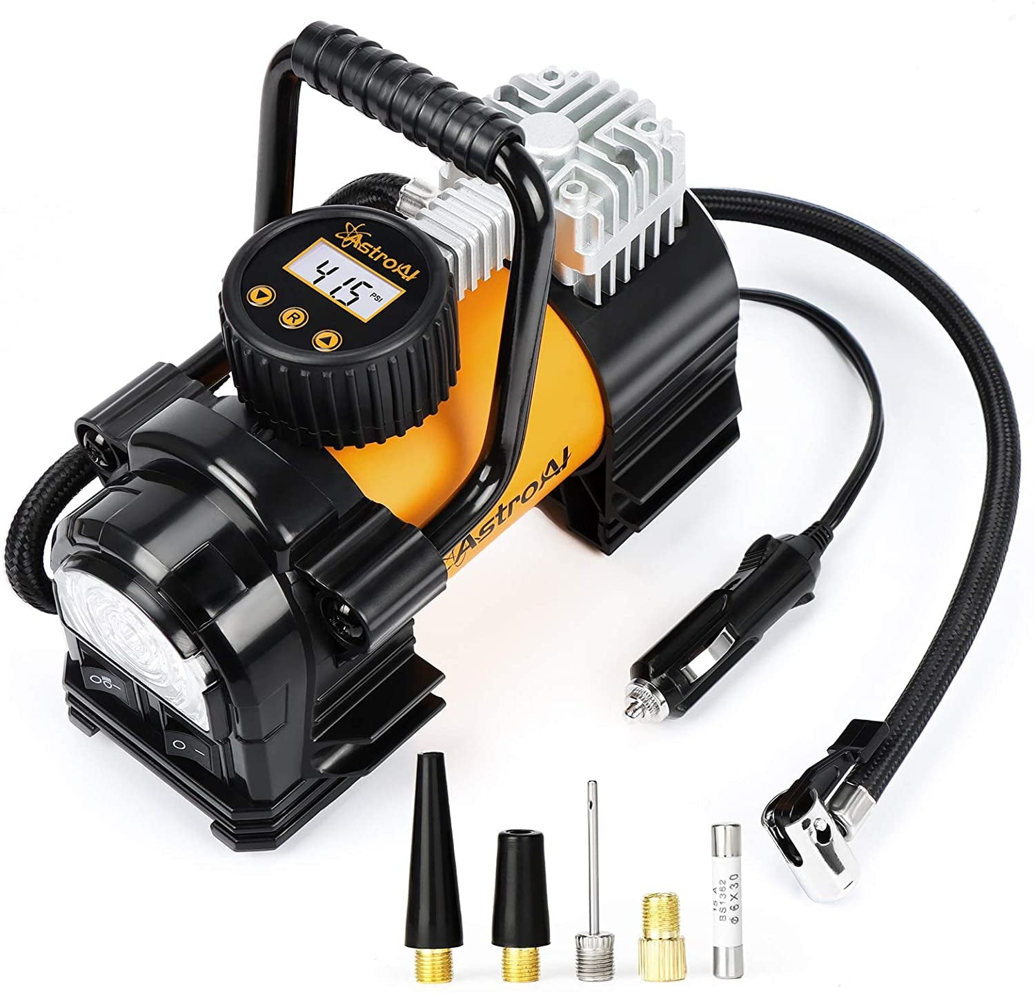 AstroAI Tire Inflator Portable Air Pump for Car Tires, Digital Air Compressor 150PSI, Yellow