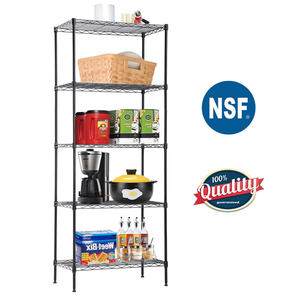 BestMassage Heavy Duty 24"W x 14"D x 60"H 5-Shelf Metal Freestanding Shelves, Black