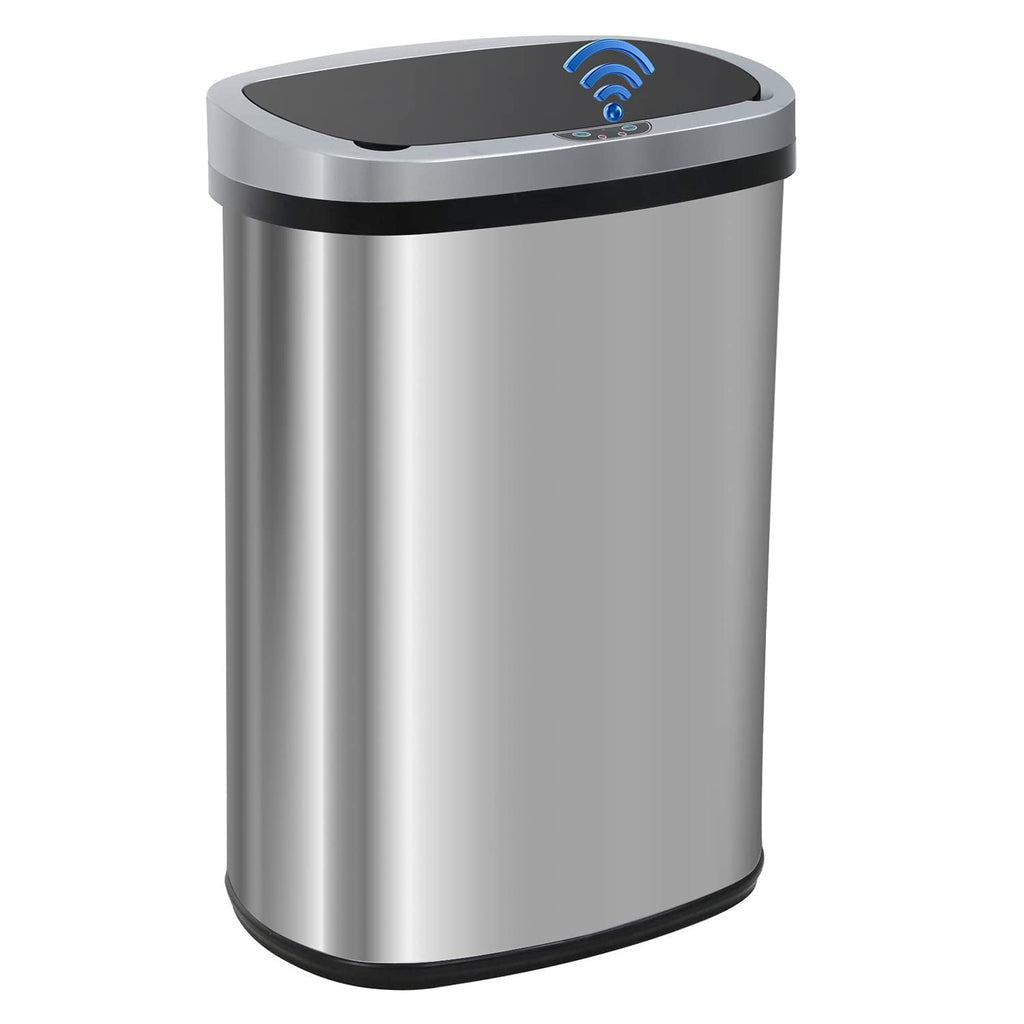 BestOffice Touch Free Sensor Stainless Steel Trash Can, 13 Gallon