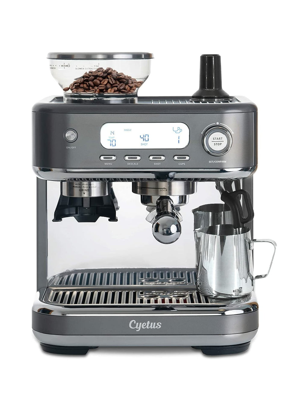 Cyetus All in One Espresso Machine for Home Barista with Coffee Grinder and Milk Steam Wand for Espresso, Cappuccino, and Latte