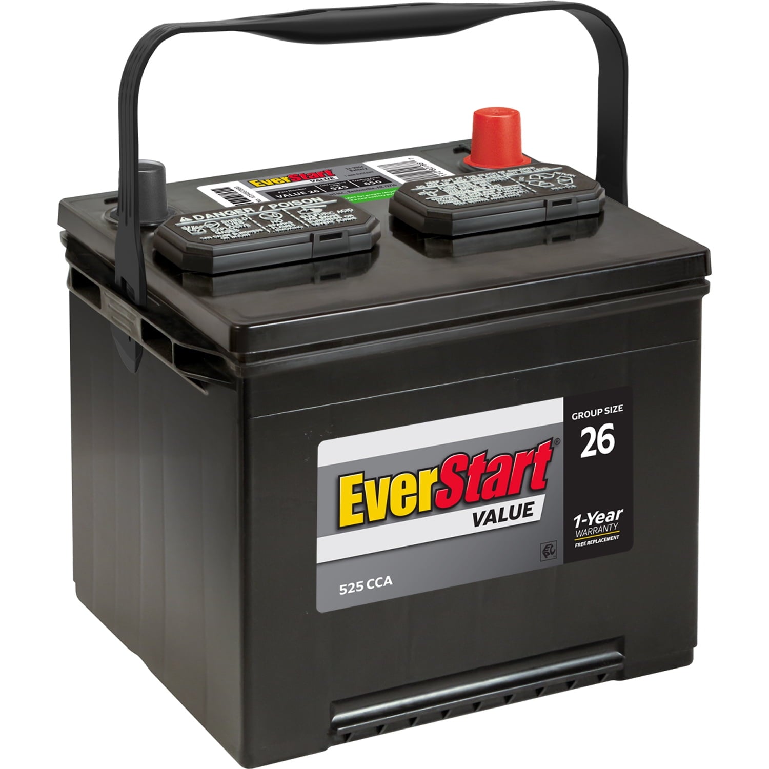 EverStart Value Lead Acid Automotive Battery, Group Size 26 12 Volt, 525 CCA