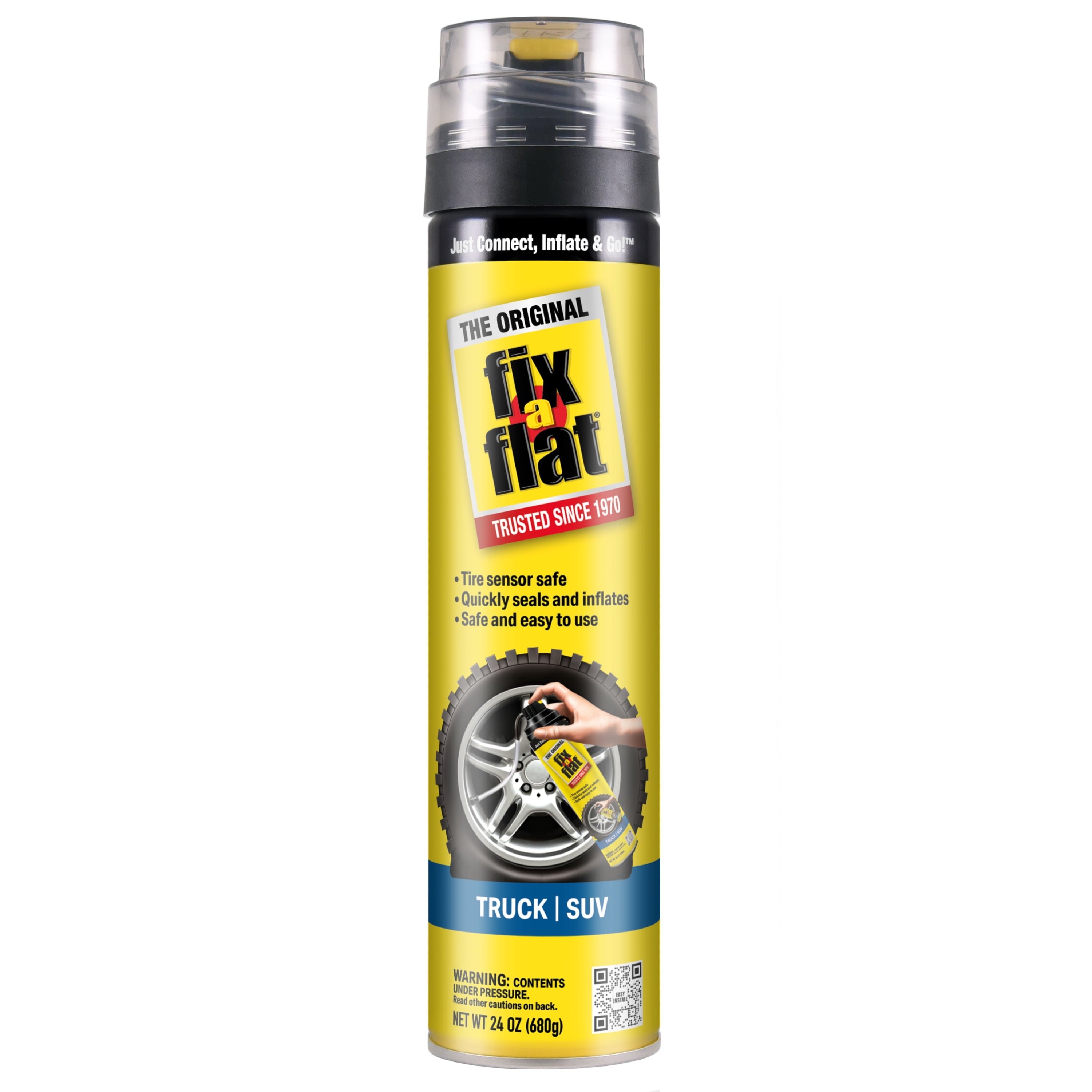 Fix-A-Flat Aerosol Emergency Flat Tire Repair and Inflator, for X-Large Tires, Eco-Friendly Formula, Universal Fit for All Cars, Trucks and SUVs, 24 oz. (Pack of 1)- S60369