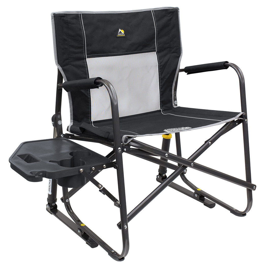 GCI Outdoor Freestyle Rocker XL Heavy Duty Folding Rocking Camping Chair, Pewter