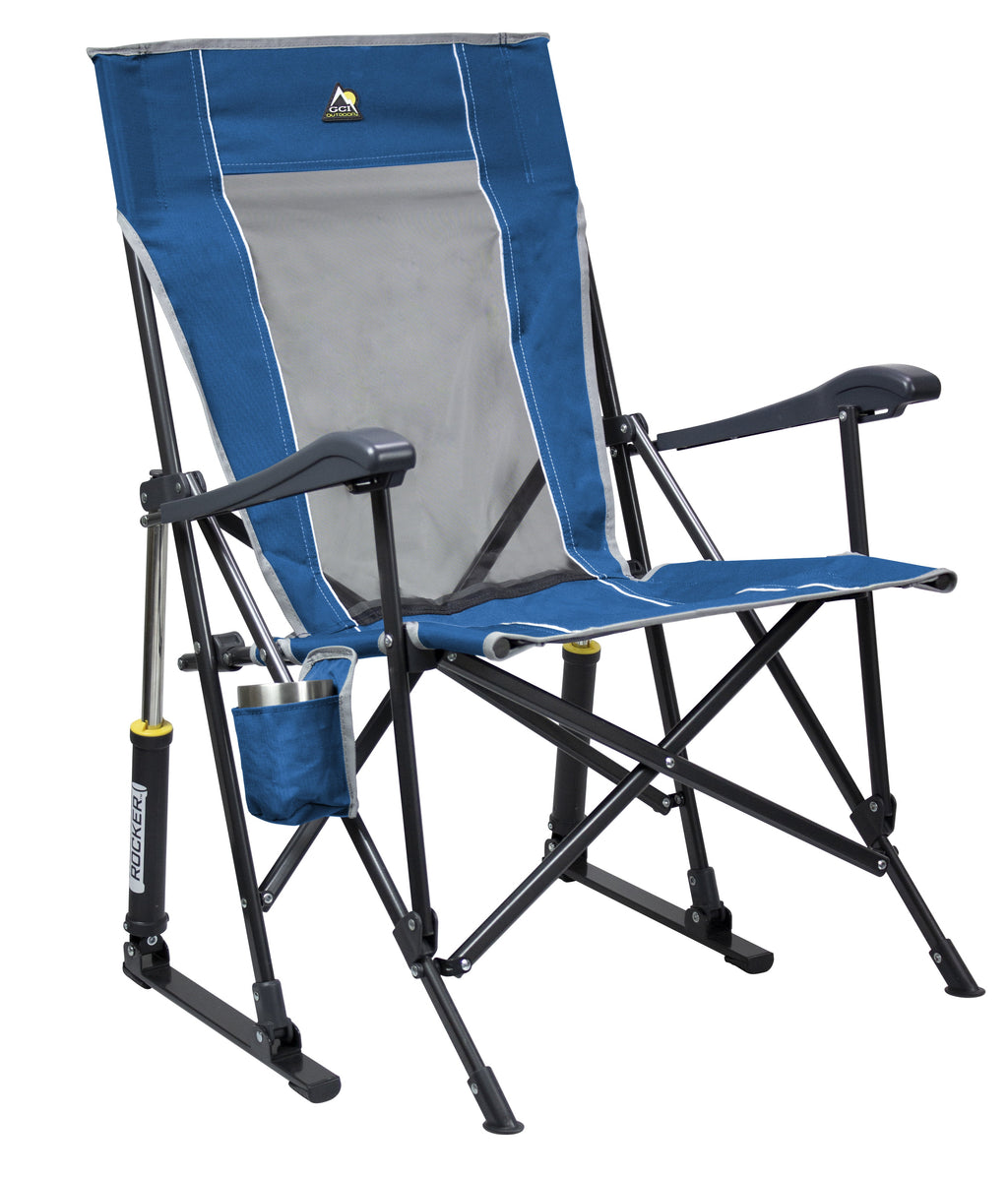 GCI Outdoor RoadTrip Rocker Portable Folding Camping Chair, Blue