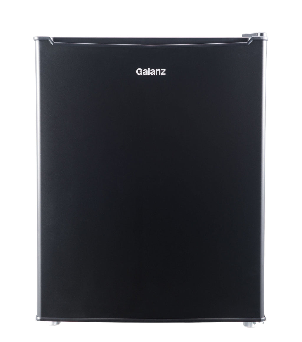 Galanz 2.7 Cu ft Single Door Mini Fridge, Black, Estar, New, Width 19.13"