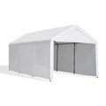 Gardesol Carport, 12'x20' Extra Large Heavy Duty Carport with Removable Sidewalls & Doors, Portable Garage Car Canopy for Car, Truck, SUV, Beige