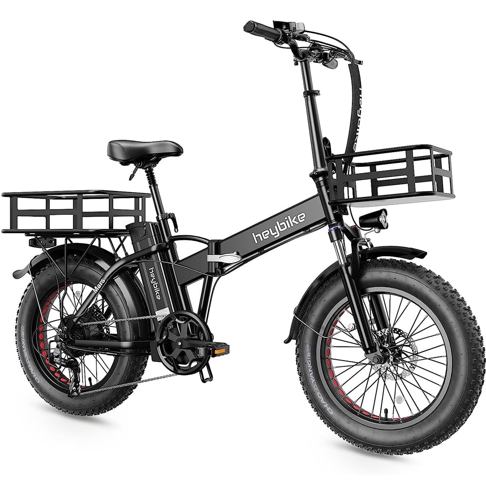 Heybike Mars Electric Bike for Adults, Foldable 20" x 4.0 Fat Tire Electric Bicycle with 500W Motor, 48V 12.5AH Removable Battery, Shimano 7 Speed Commuting Hybrid Ebike