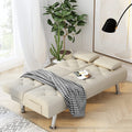 Homfa Convertible Futon Sofa Bed, 66.3'' Upholstered Removable Armrests,Gray Finish