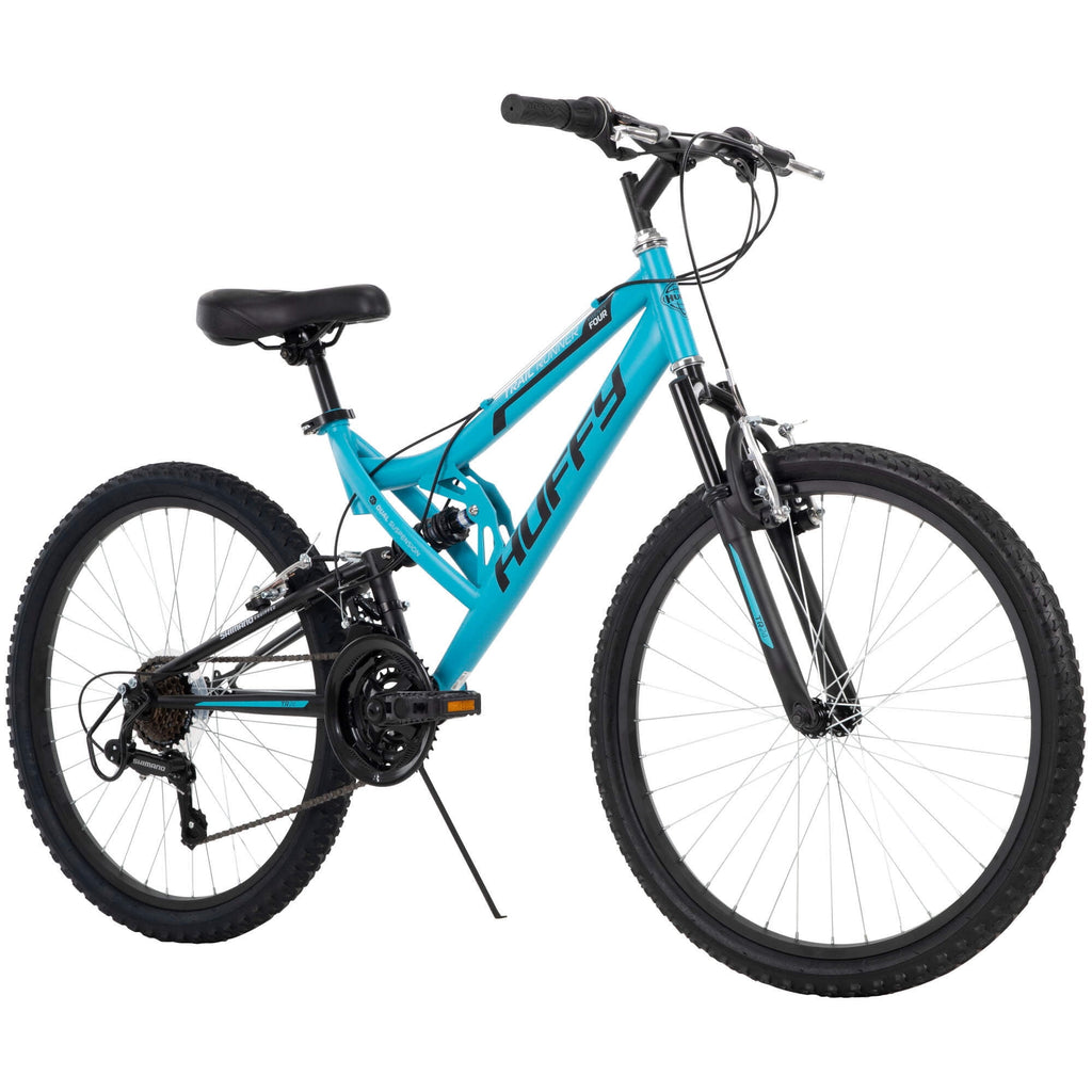 Huffy 24" Trail Runner Girls Full Suspension Mountain Bikes, Ages 12+ Years, Teal Blue
