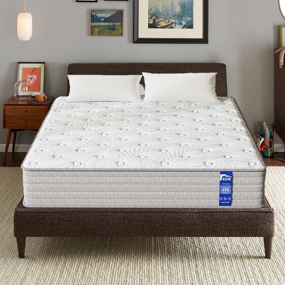 KOW Hybrid Mattress 12" Full Size Gel Memory Foam Pocket Spring Mattress in a Box Medium Firm Adult