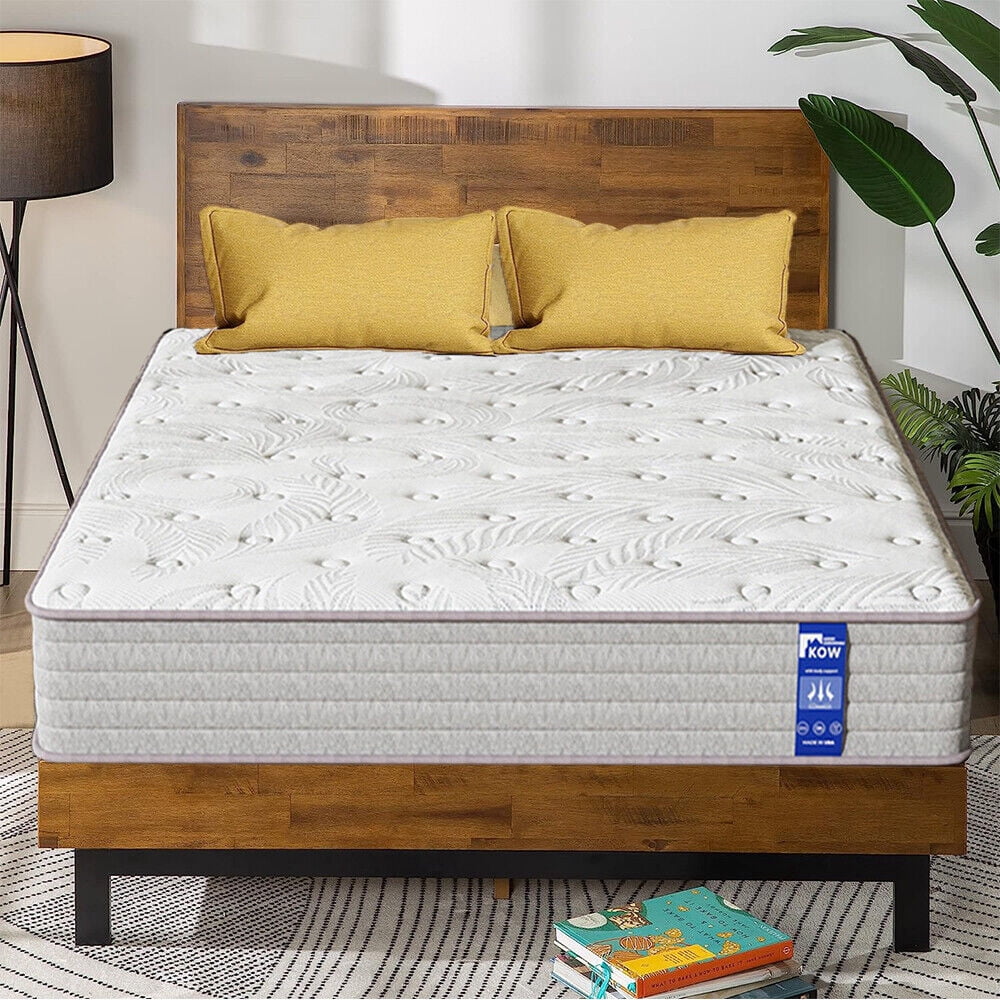 KOW Hybrid Mattress 12" Full Size Gel Memory Foam Pocket Spring Mattress in a Box Medium Firm Adult
