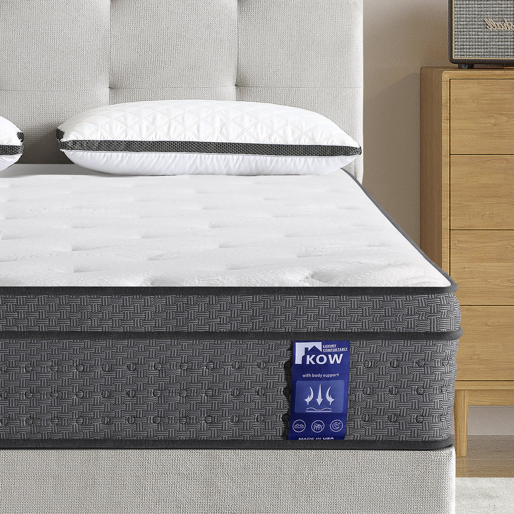 KOW Mattress 12 inch Full Size, Gel Memory Foam Hybrid Mattress in a Box, Cozy Sleep