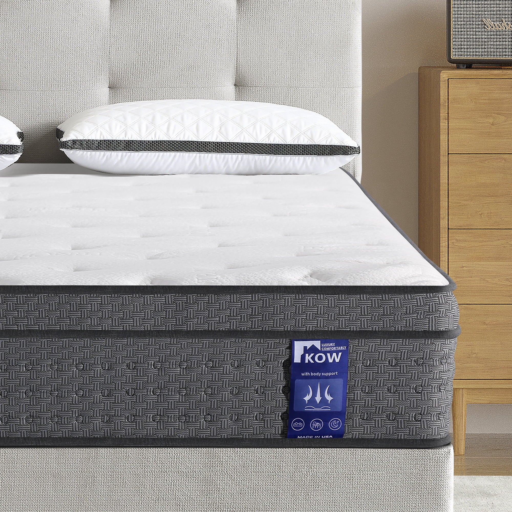 KOW Mattress 12 inch Full Size, Gel Memory Foam Hybrid Mattress in a Box, Cozy Sleep