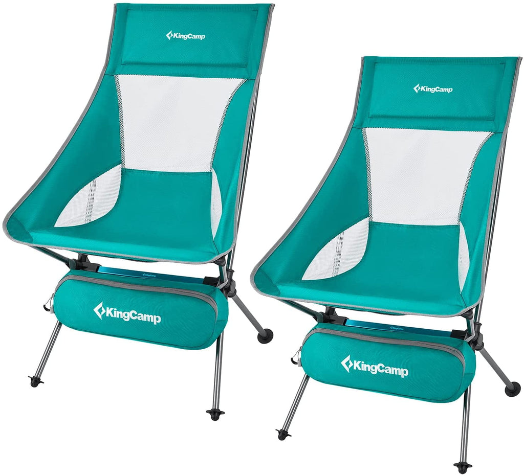 KingCamp 2 Pack High Back Camping Chairs Lightweight Extra Wide Folding Chairs with Carry Bag Black for Adult