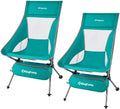 KingCamp 2 Pack High Back Camping Chairs Lightweight Extra Wide Folding Chairs with Carry Bag Black for Adult