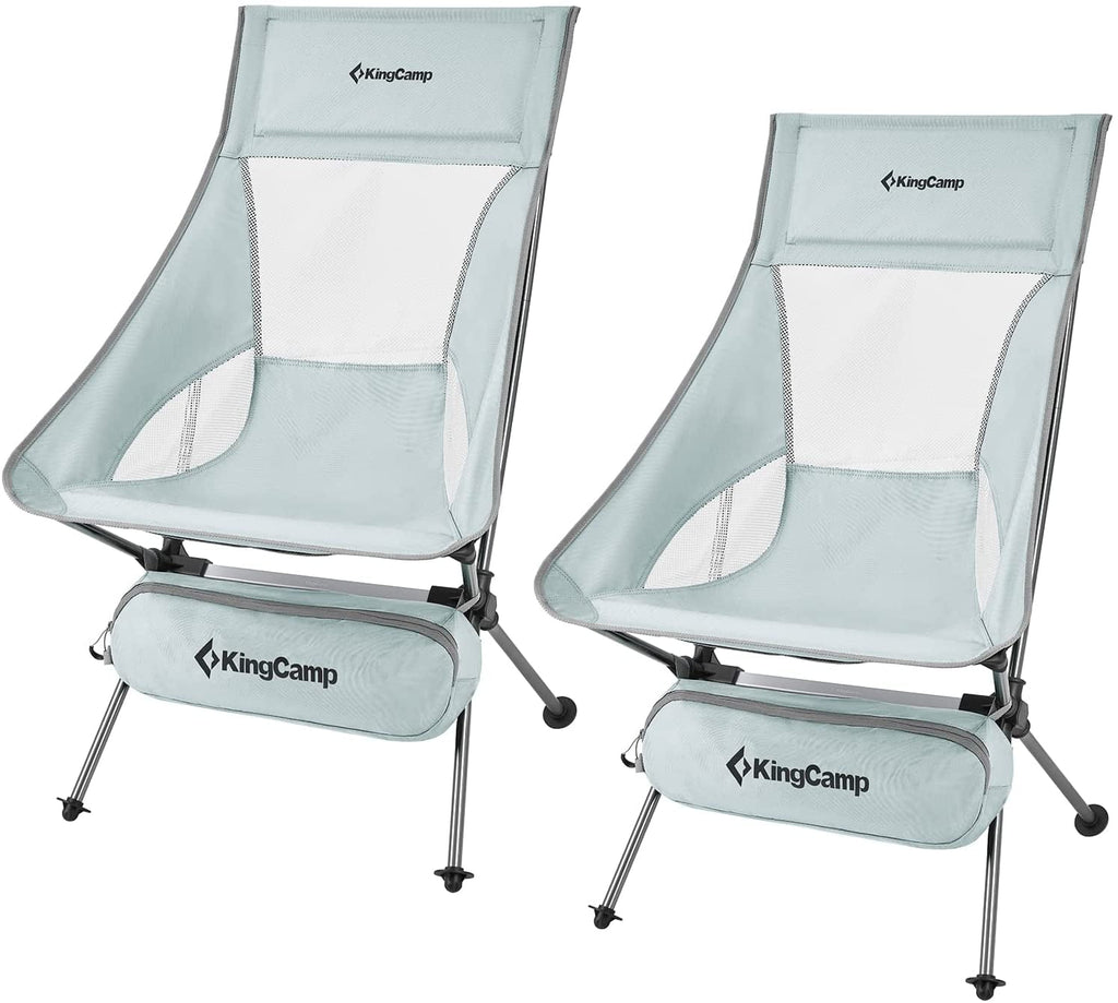 KingCamp 2 Pack High Back Camping Chairs Lightweight Extra Wide Folding Chairs with Carry Bag Black for Adult