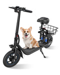 Kistp 450W Electric Scooter with Seat for Adult, 12 inch Commuter Electric Scooter with Basket - up to 21 Miles 15.5MPH