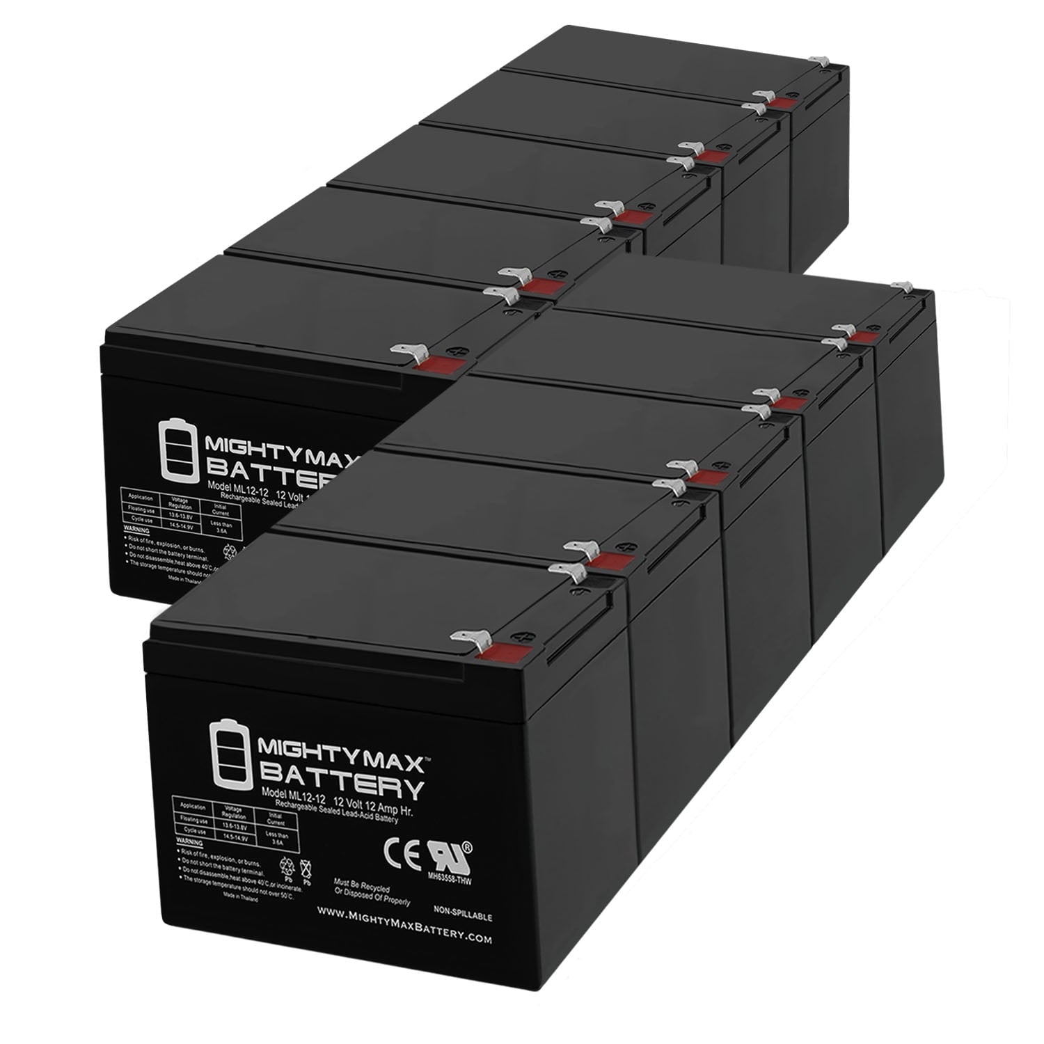 ML12-12 - 12V 12AH F2 SLA AGM DEEP-CYCLE RECHARGEABLE BATTERY
