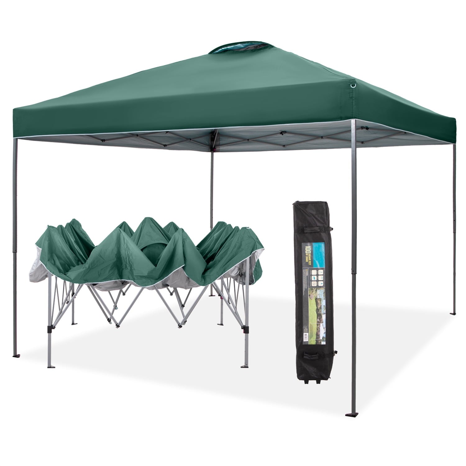 Summit Living 10x10ft Pop-up Canopy Tent Straight Legs Instant Canopy for Outside with Wheeled Bag - Blue