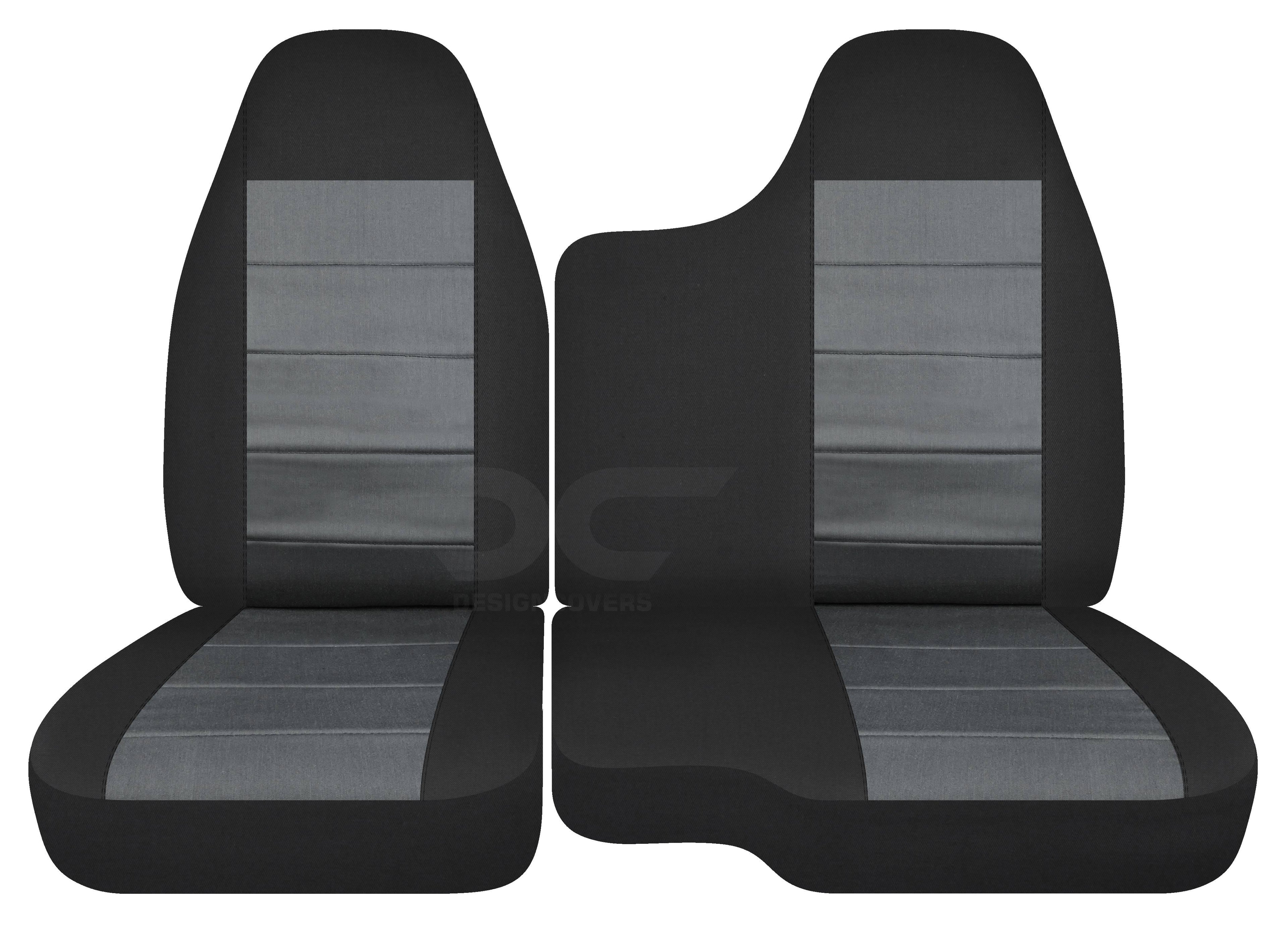 T8-Designcovers Fits 1998-2003 Ford Ranger/Mazda B-Series Velour Truck Seat Covers(60/40 Split Bench)-No Armrest:Black and Charcoal