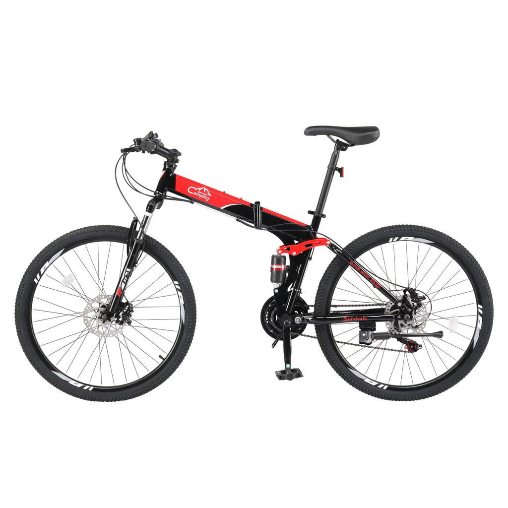 UBesGoo Folding Mountain Bike Shimano 21-Speed, with 26 inch Wheels, Red