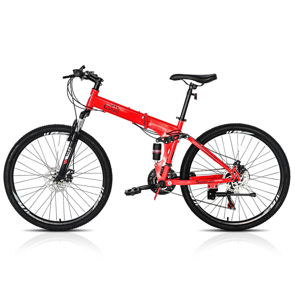 UBesGoo Folding Mountain Bike Shimano 21-Speed, with 26 inch Wheels, Red