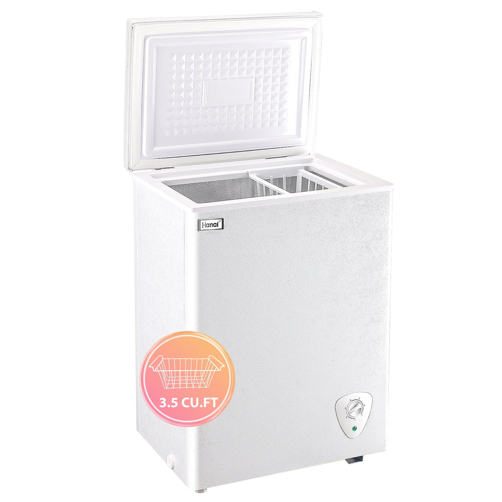 WANAI Chest Freezer 3.5 Cu ft,Small Chest Freezer,Upright Single Door Refrigerator,Black