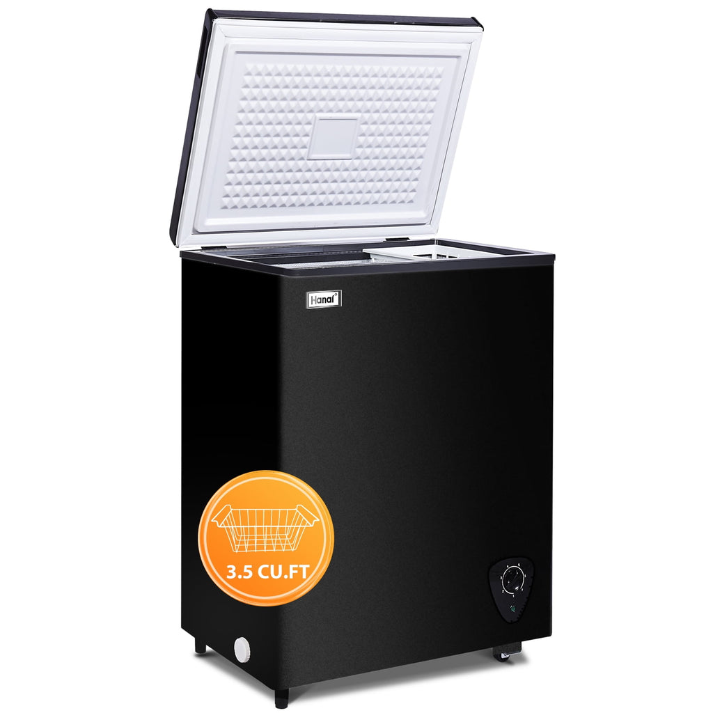 WANAI Chest Freezer 3.5 Cu ft,Small Chest Freezer,Upright Single Door Refrigerator,Black