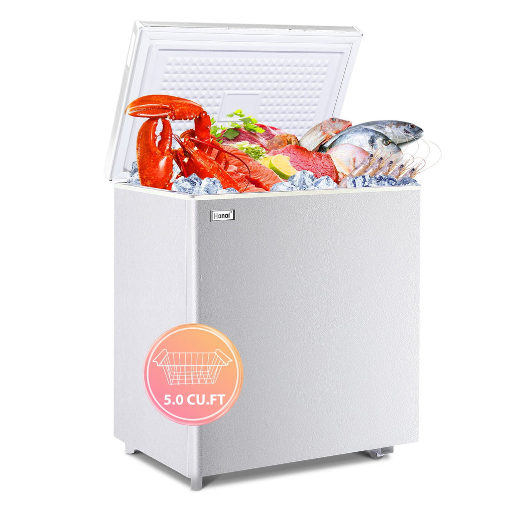 WANAI Chest Freezer 3.5 Cu ft,Small Chest Freezer,Upright Single Door Refrigerator,Black