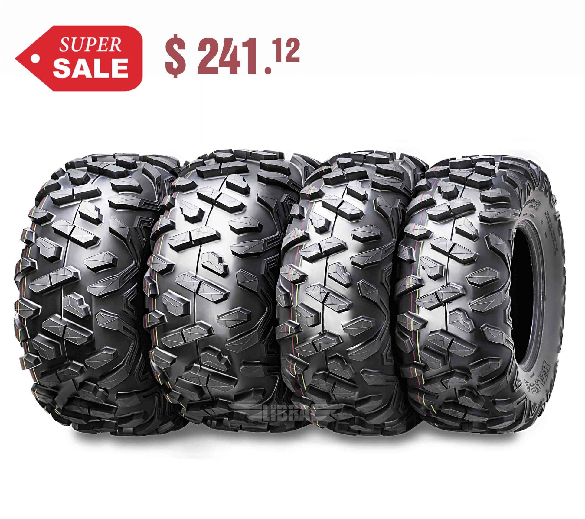 Wanda ATV/UTV Tires 25x8-12 Front & 25x10-12 Rear /6PR Big Horn Style 10375/10376, Set 4