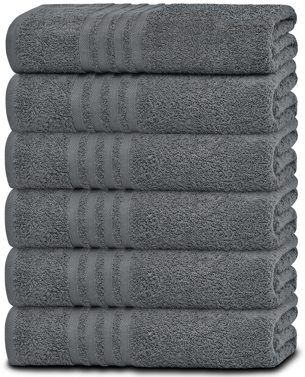 Wealuxe Cotton Bath Towels - 24x50 Inch - Lightweight Soft and Absorbent Gym Pool Towel - 6 Pack - White