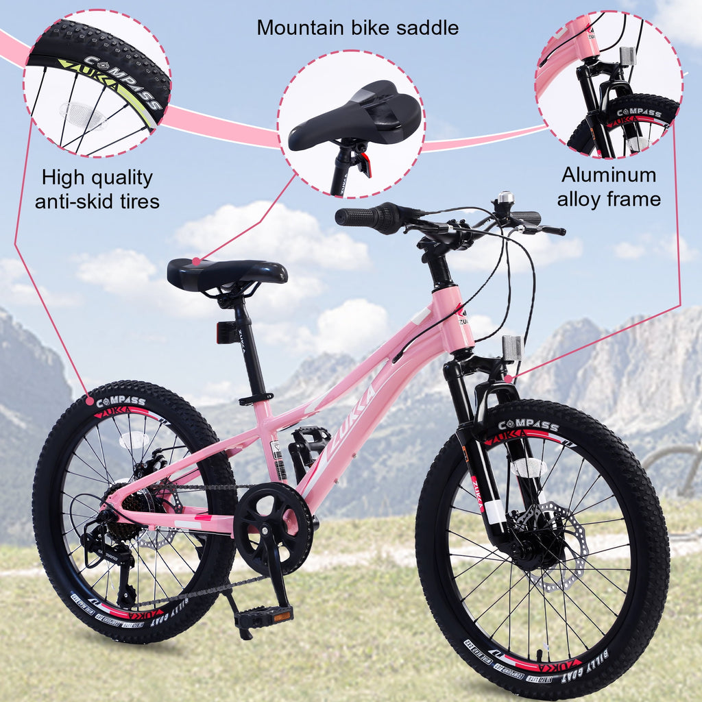 Meghna 20” Mountain Bike 7 Speed Green MTB Bicycle for Kids Boy 5-9 Years