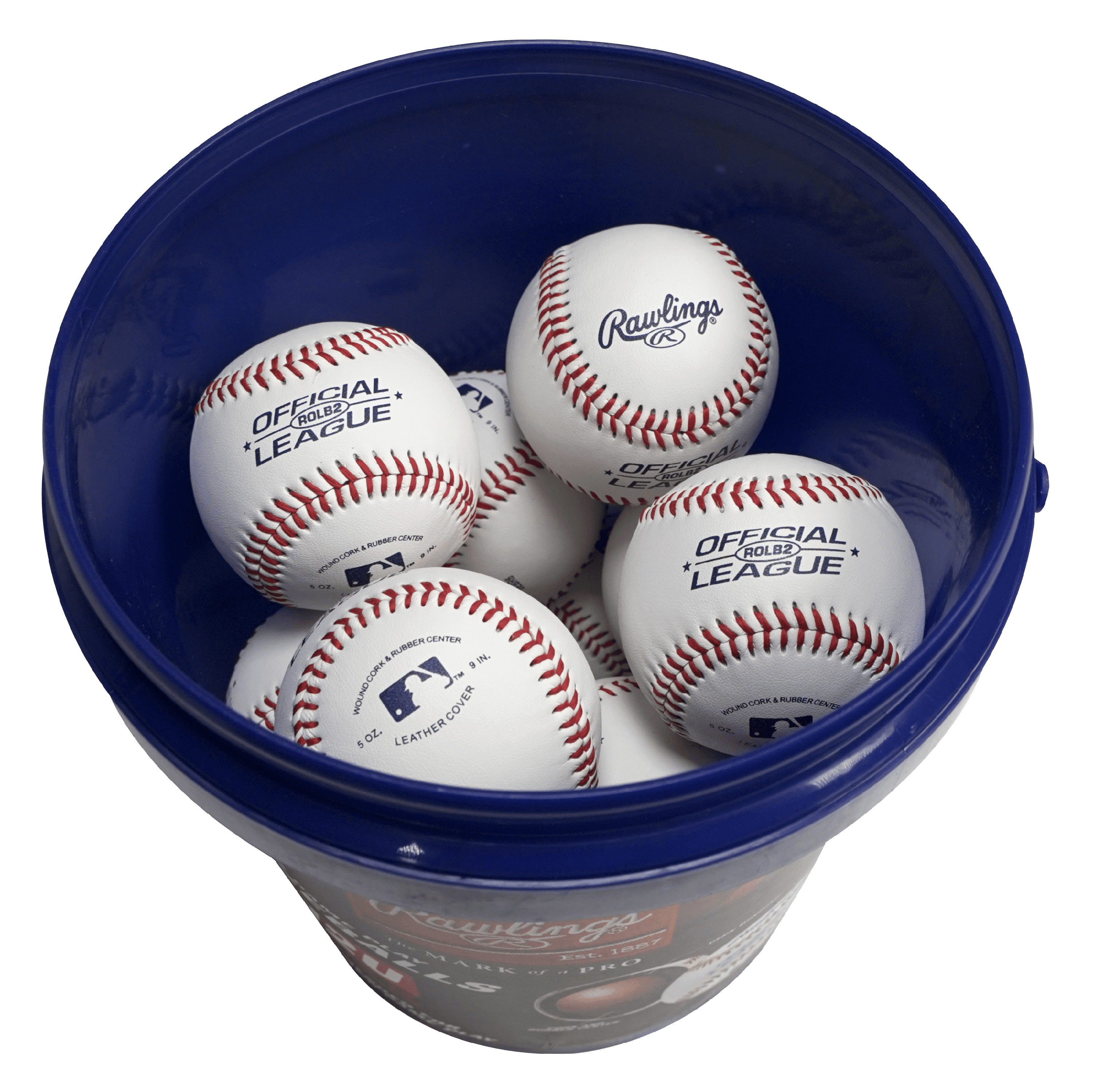 Rawlings ROLB2 12U Official League Youth Practice Baseball Bucket, 12 Count