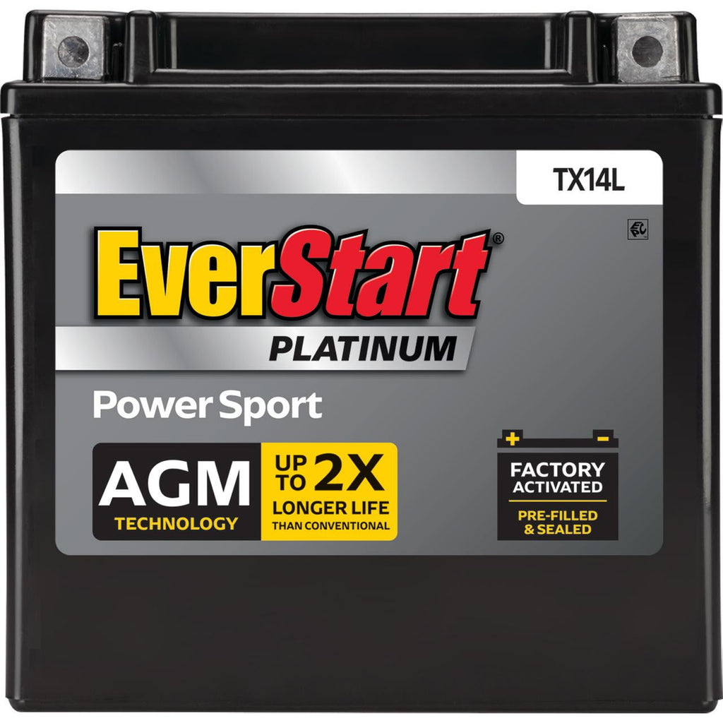 EverStart Premium AGM Power Sport Battery, Group Size TX14L 12 Volt, 200 CCA