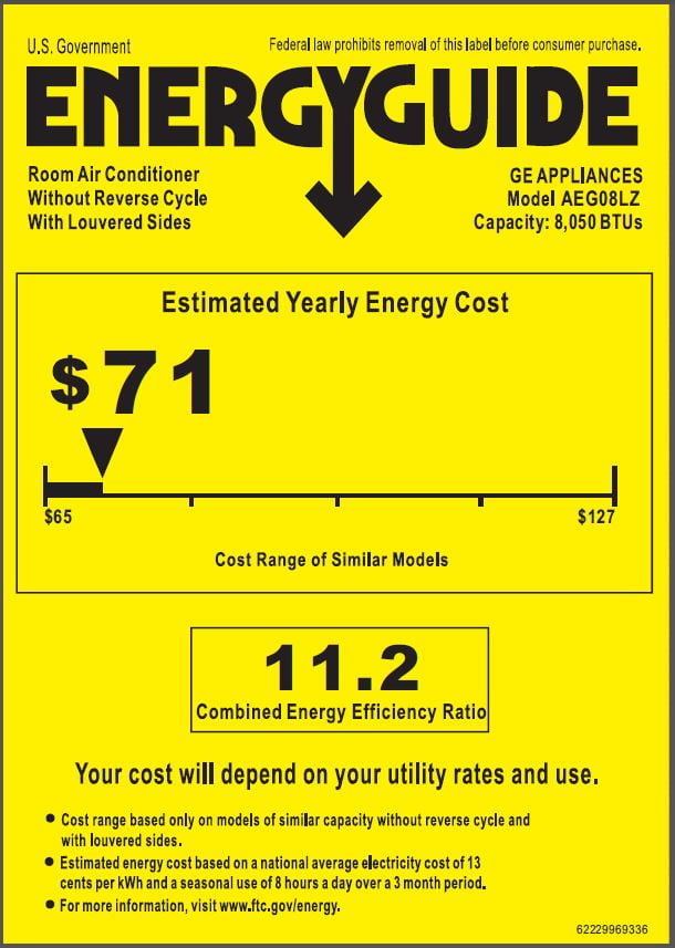 GE Appliances 8,000 BTU 115-Volt Smart Window Air Conditioner with Remote, AEN08LZ, Black