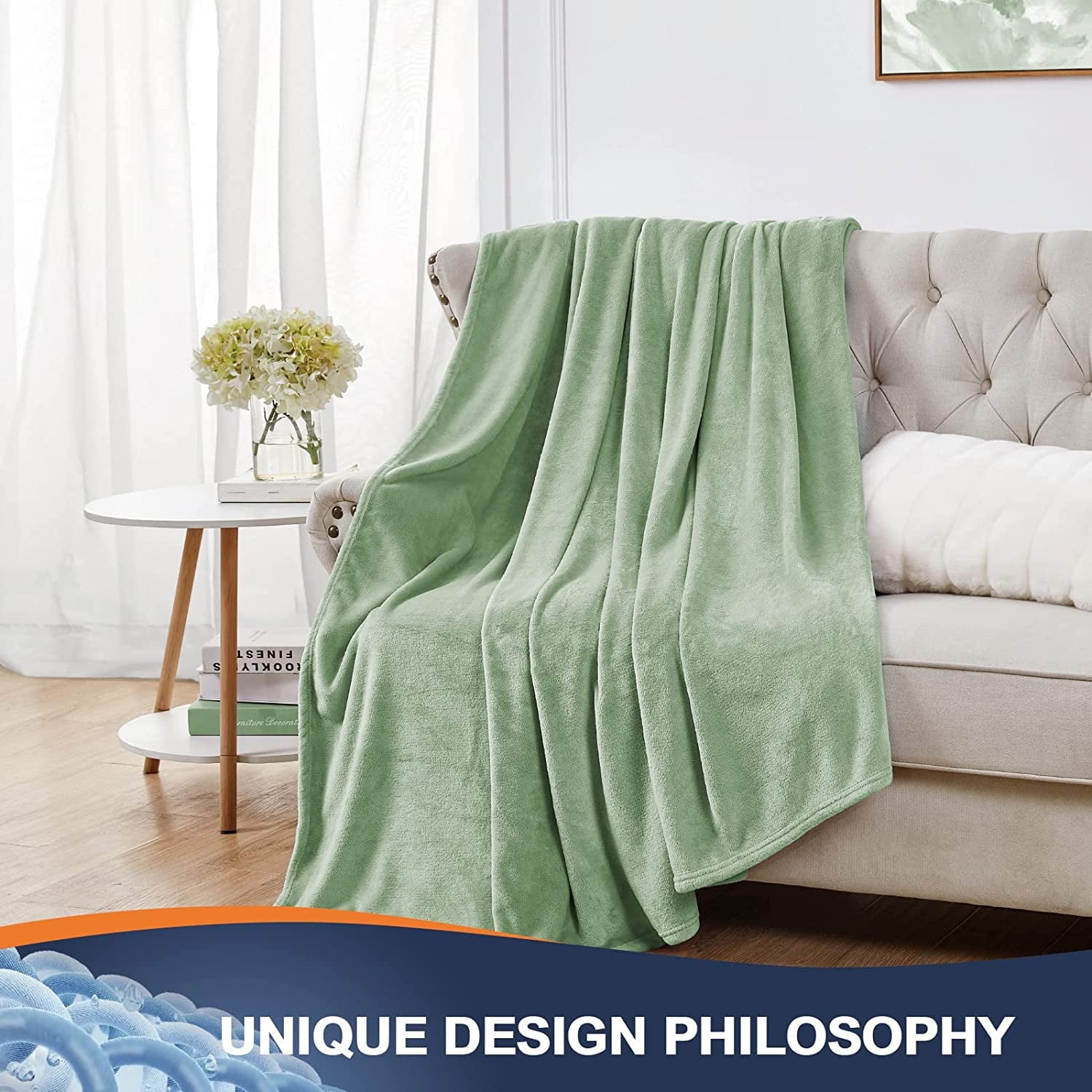 Walensee Ultra Soft Microplush Fleece Throw Blanket, 50" x 60", Orange, Machine Washable