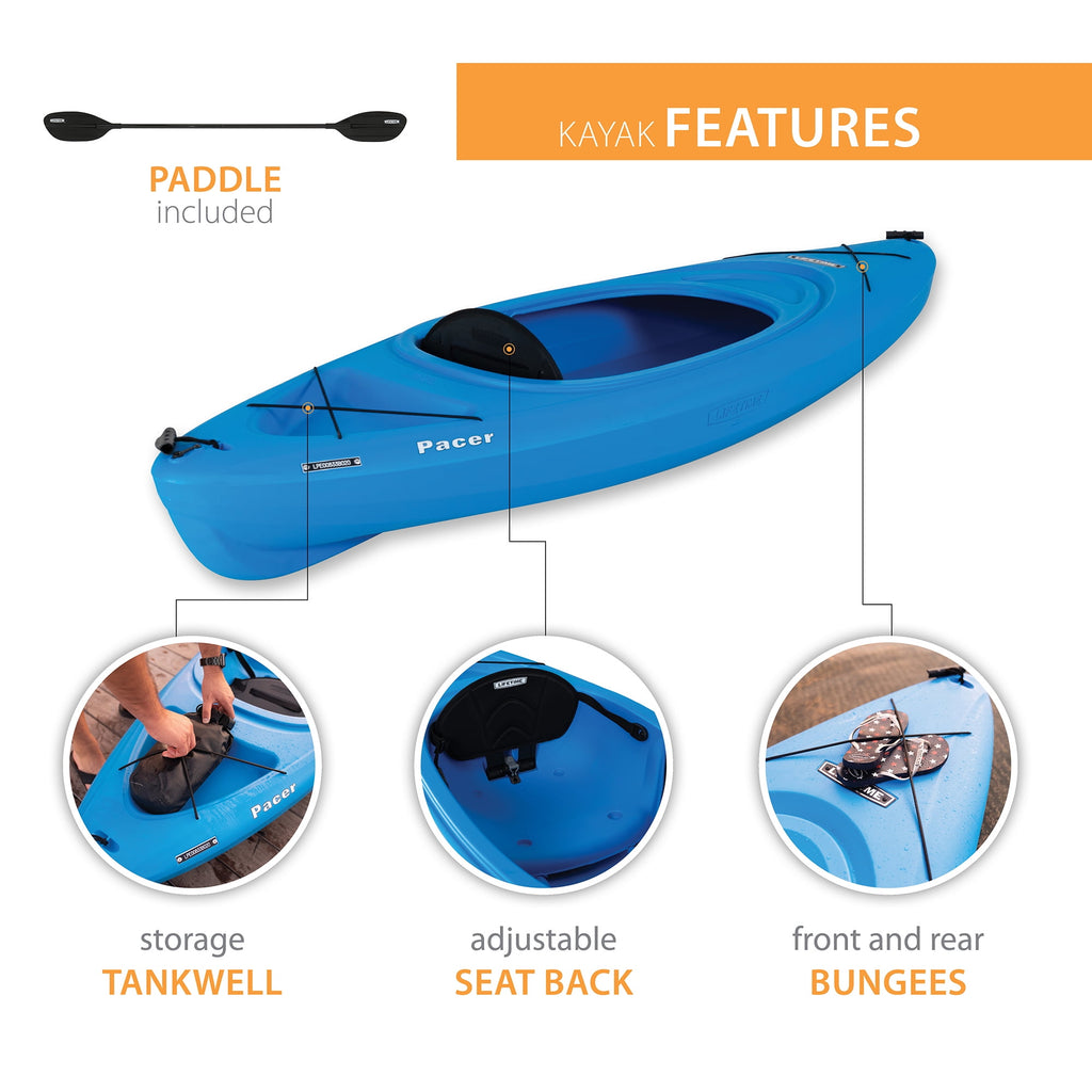 Lifetime Pacer 8 ft Sit-In Kayak (Paddle Included), Orange