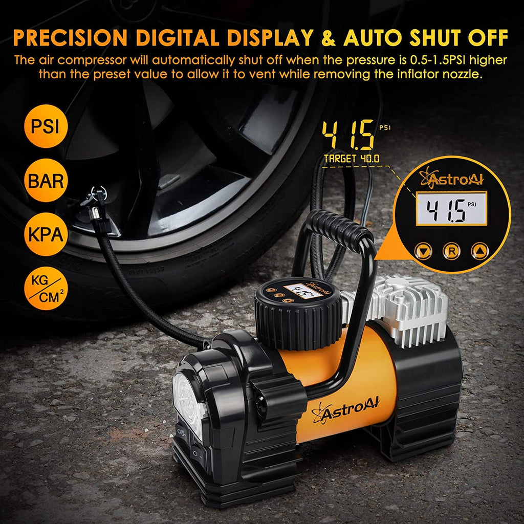 AstroAI Tire Inflator Portable Air Pump for Car Tires, Digital Air Compressor 150PSI, Yellow