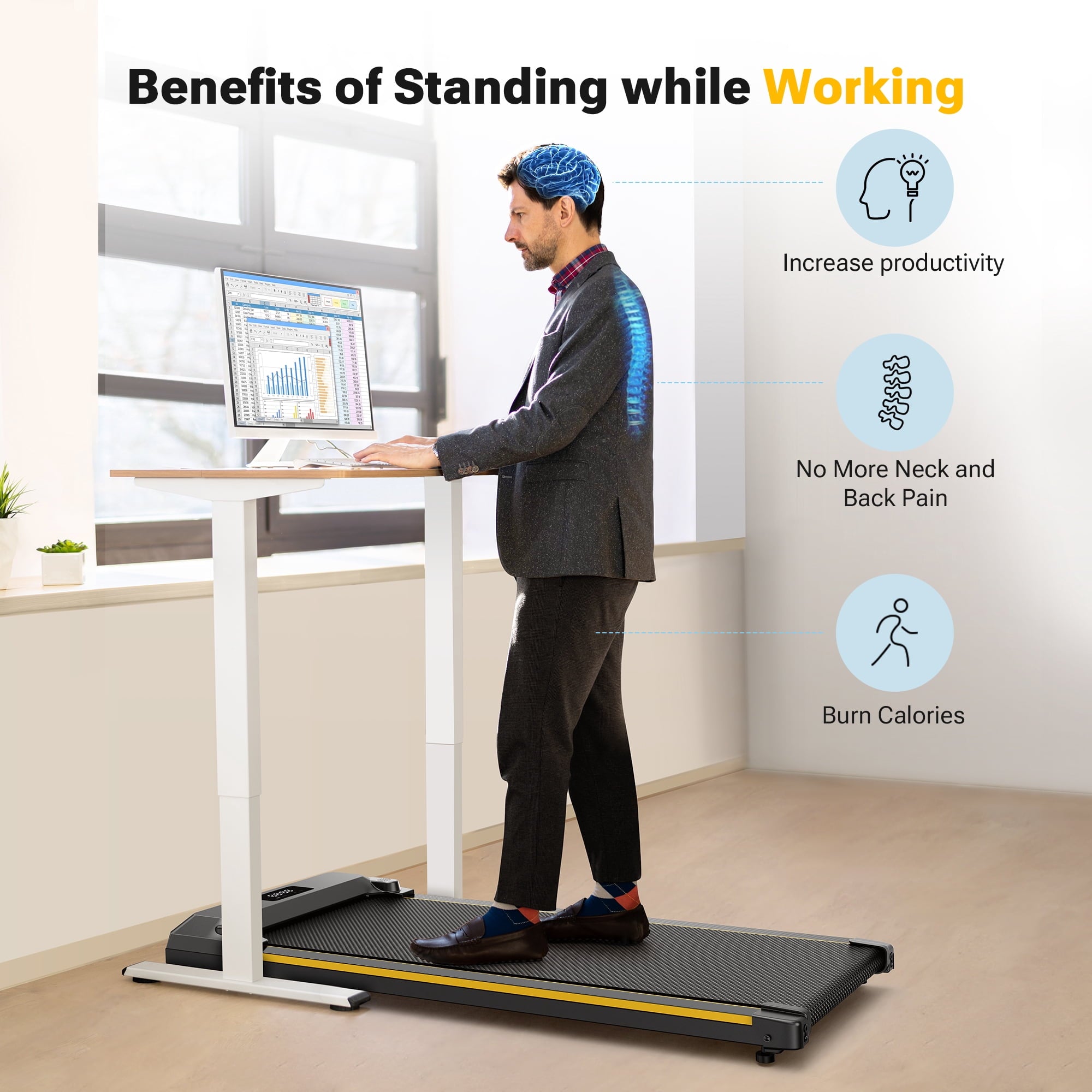 Walking Pad 2 in 1 Under Desk Treadmill with Remote Control Mini Portable Treadmill for Home Office